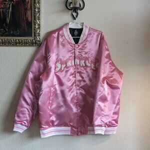 TORCH Sprinklez Pink Satin Embroidered Varsity Jacket Unisex size 3X